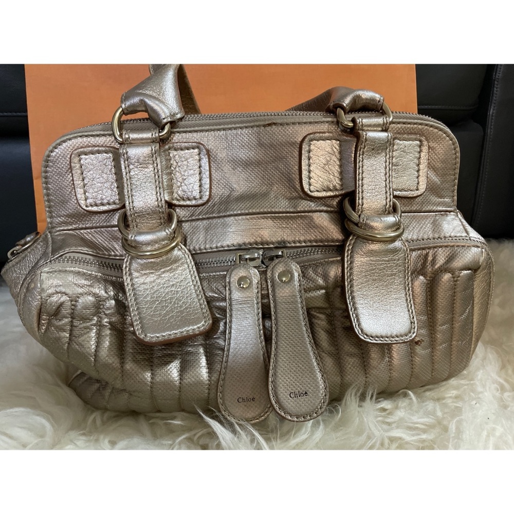 Chloe Gold Leather Tote Bag